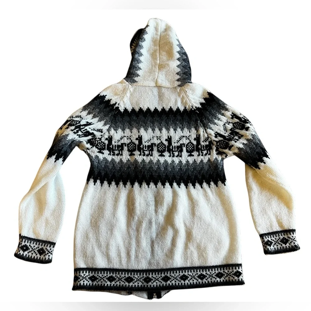 ALPACA Artisan Knit Peruvian Full-Zip Youth M /10yo Sweater Jacket Cozy Unisex